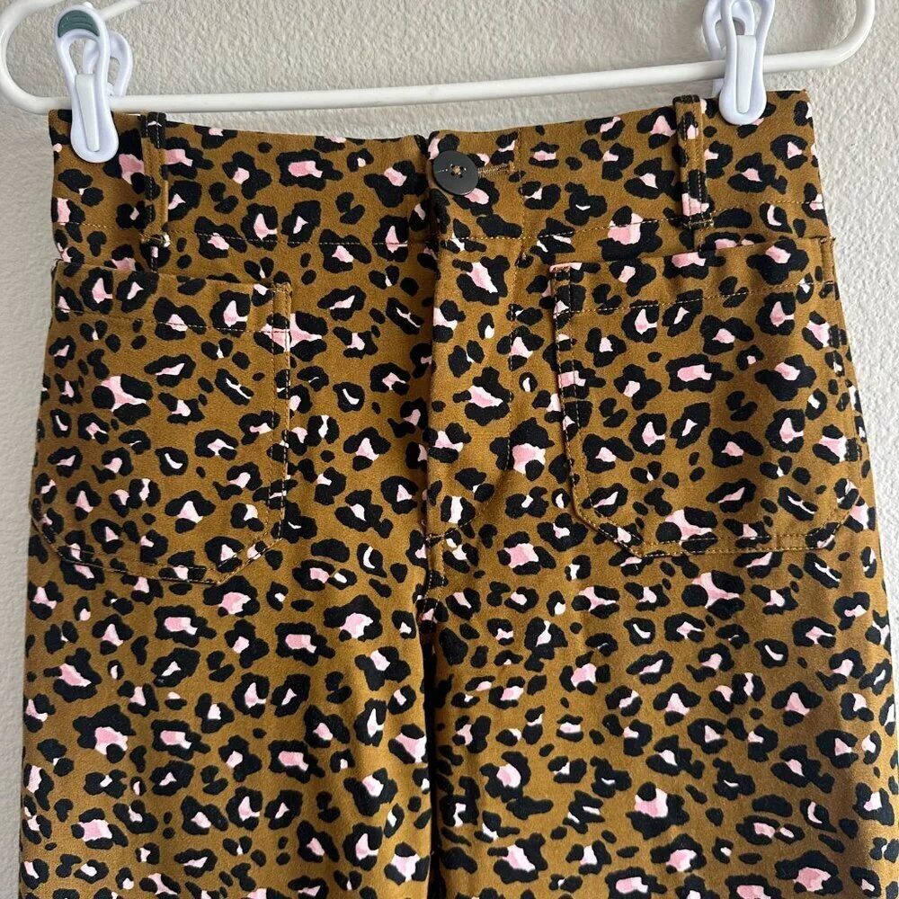 Maeve Anthropologie Tan Black Pink Cheetah Print Colette Cropped Wide Leg Pant - Picture 3 of 8